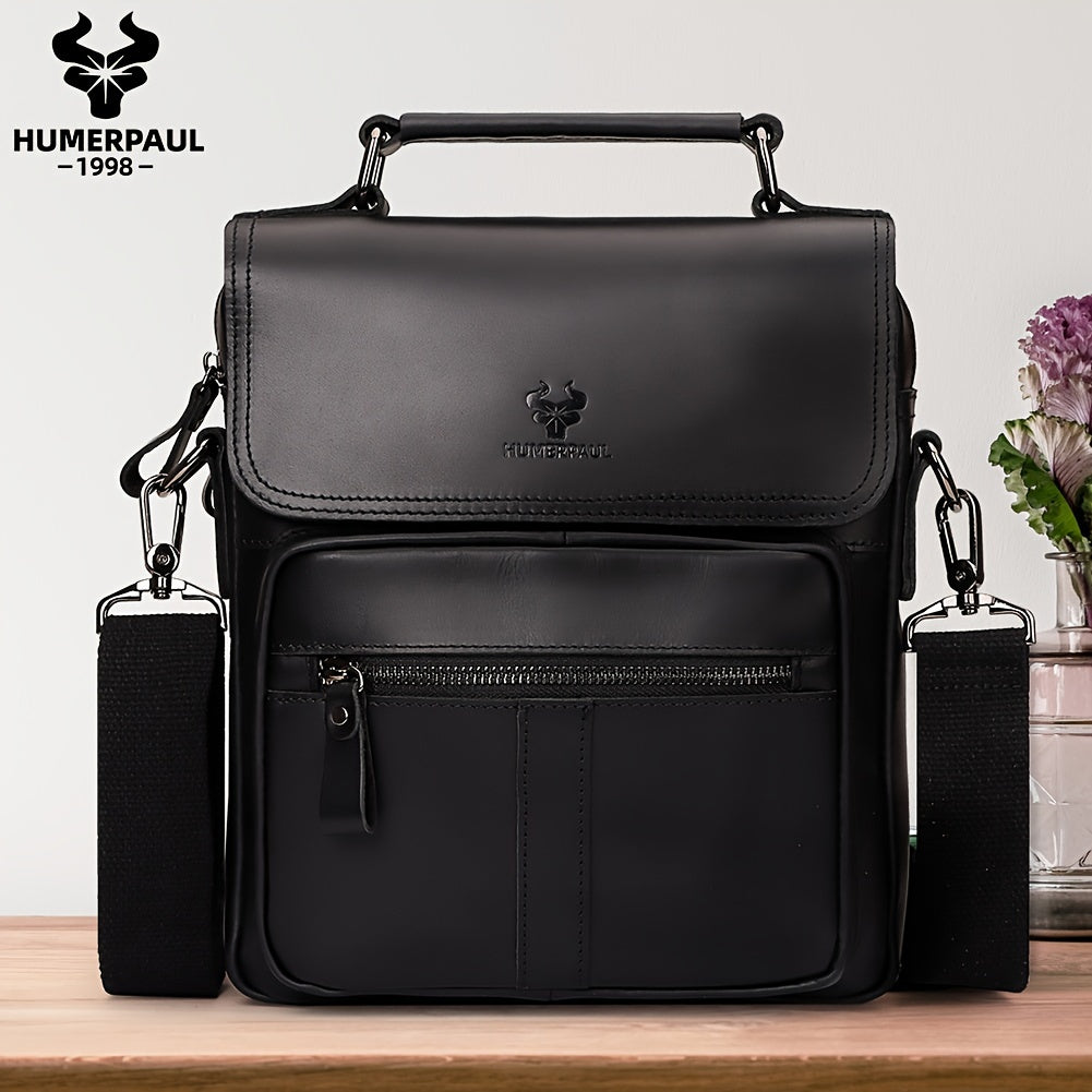 Leather Messenger Bag For Men, Shoulder Crossbody Bag With Adjustable Straps For Work Business