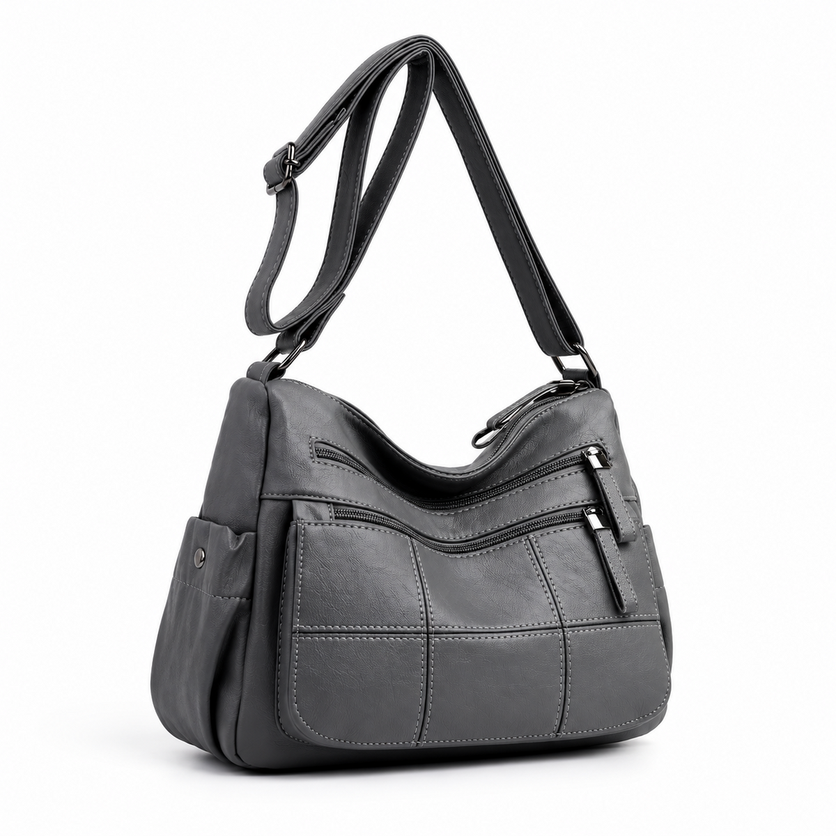 Grey Multi Pocket Adjustable Crossbody Bag