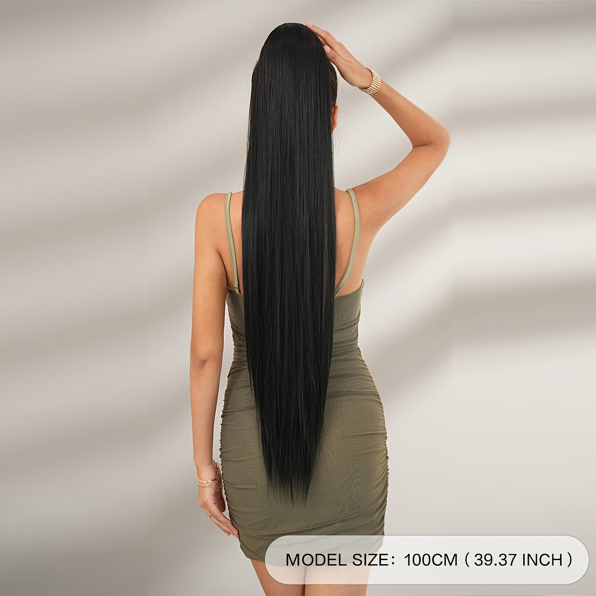 NAMM Synthetic 39inch Long Straight Ponytail Hair Extensions Wigs Wrap Around Ponytail Clip In Ponytail Hairs for Women