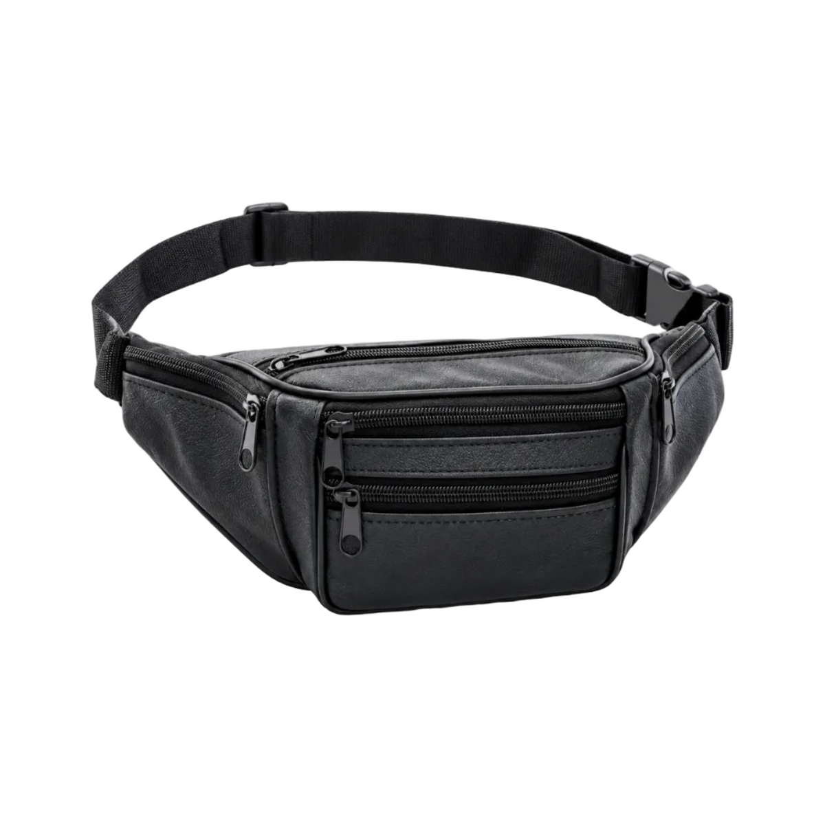 Black Multi Pocket Adjustable Waist Bag