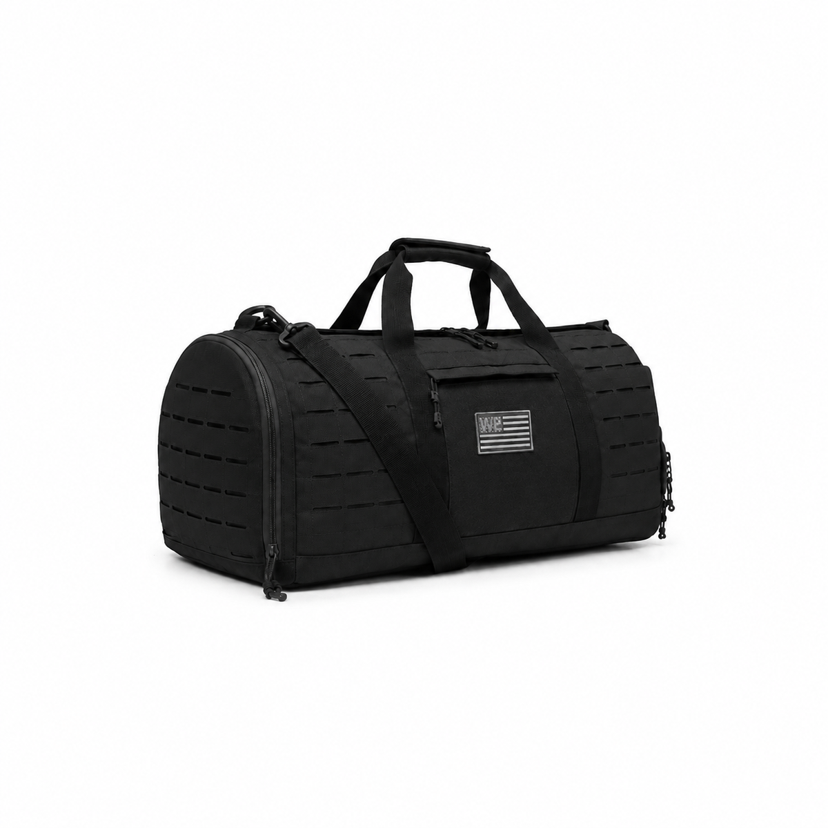 Black Quilted Tactical Travel Duffle Bag