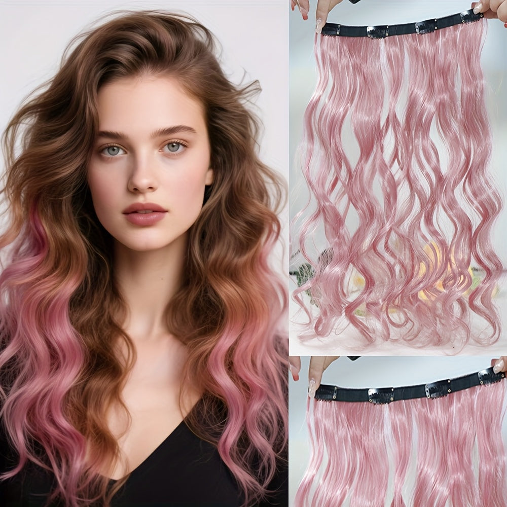 18 Inch Long Curly Clip-in Hair Extensions - Women's Versatile 4 Clip Design, Multi-color Optional, Suitable for Halloween and Christmas, New Year and other festive occasions, Easy to use
