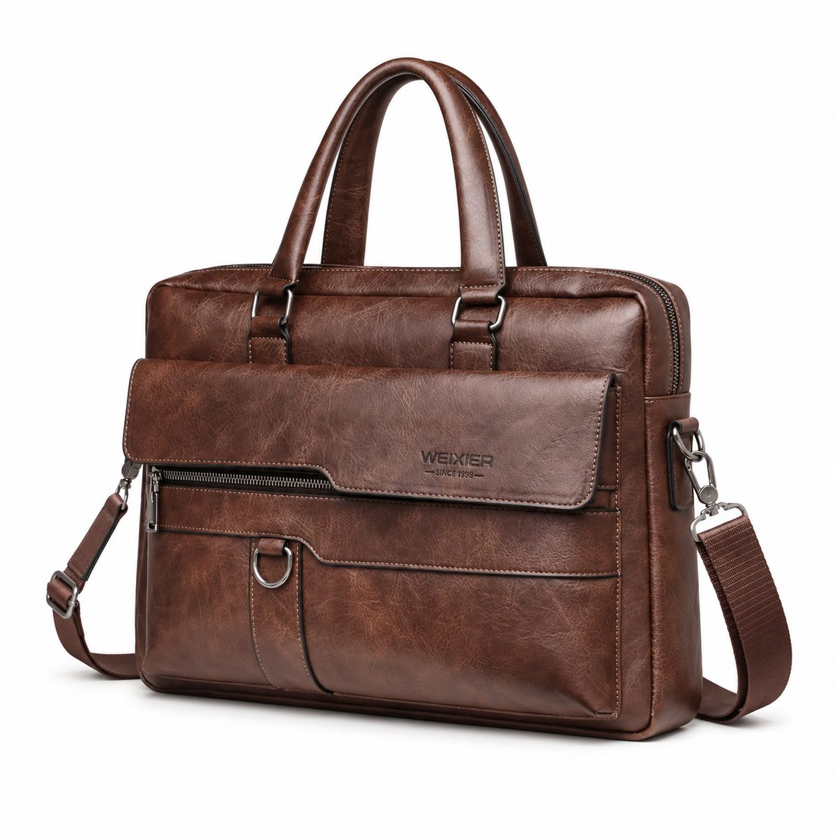 Vintage Brown Leather Briefcase Shoulder Bag