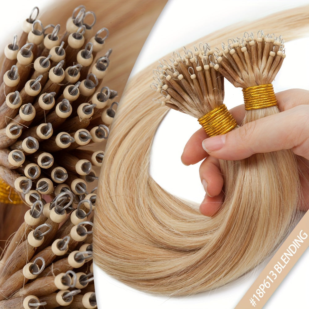 16-24 Inch Nano Ring Hair Extensions Human Hair Highlight Nano Link Hair Extensions