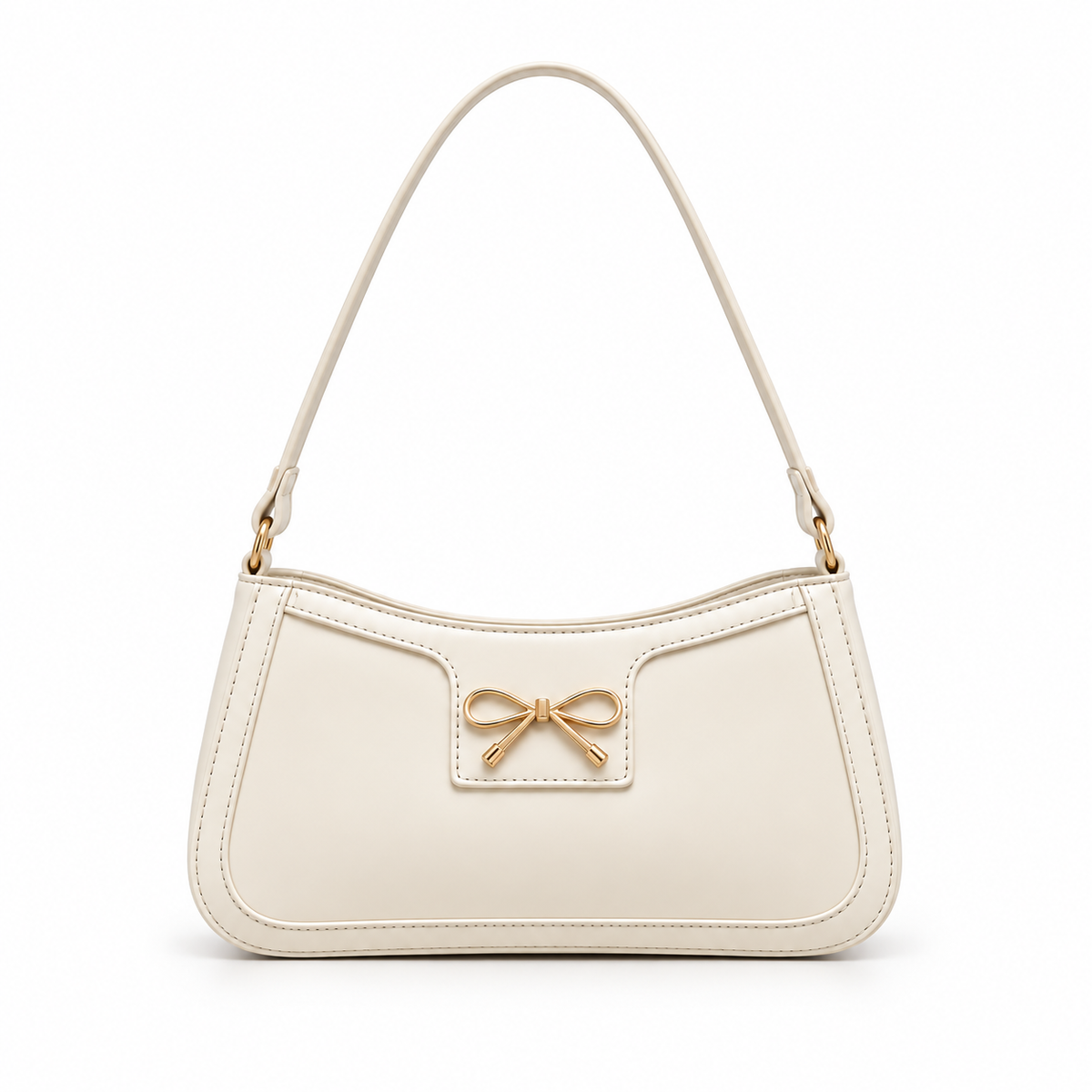 Elegant Ivory Bow Accent Shoulder Bag