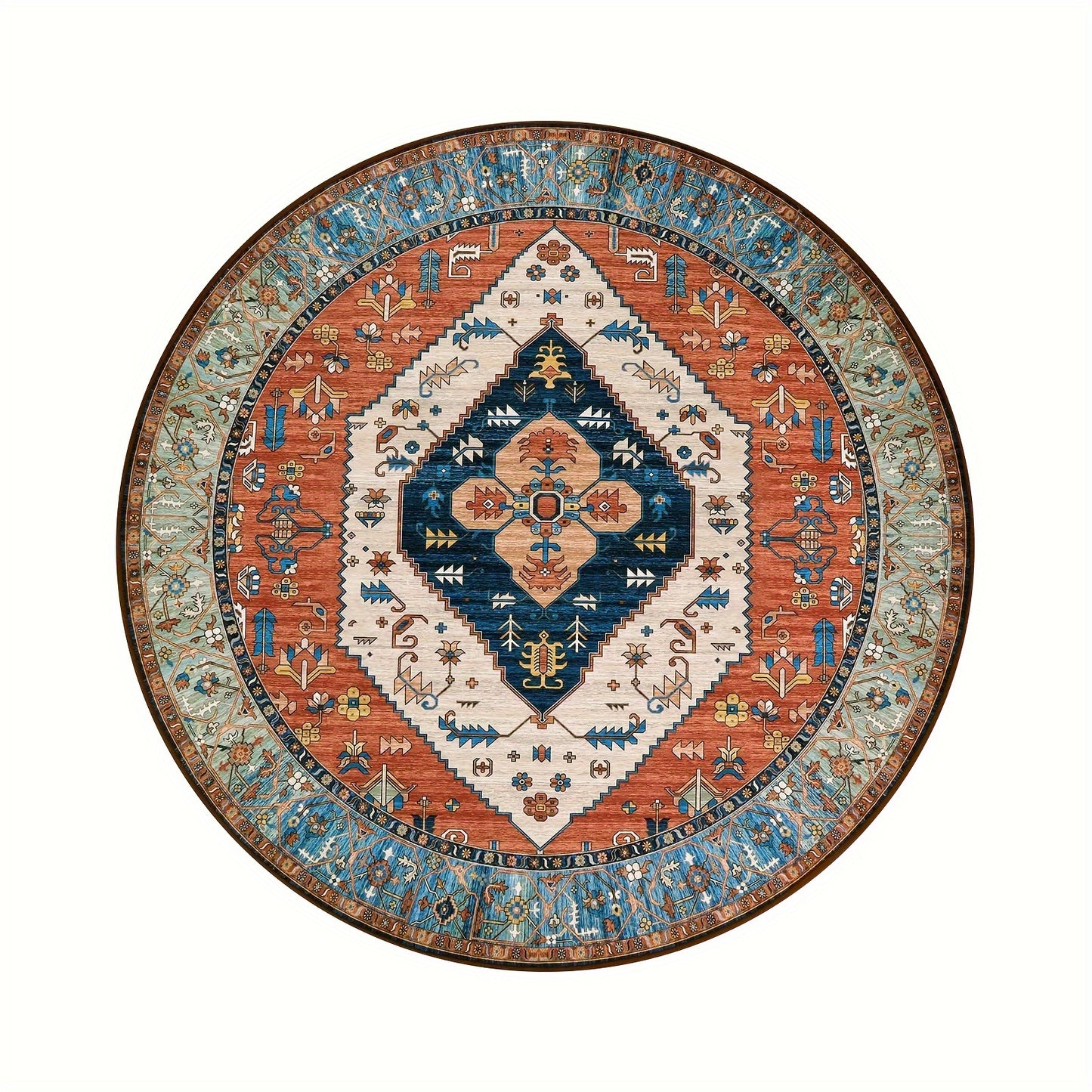 [Vintage Boho Carpet] Colorful Polyester Vintage Boho Washable Mat Runner | Floral & Geometric Design, Perfect for Hallways, Kitchens, Bedrooms, and Entryways Rugs