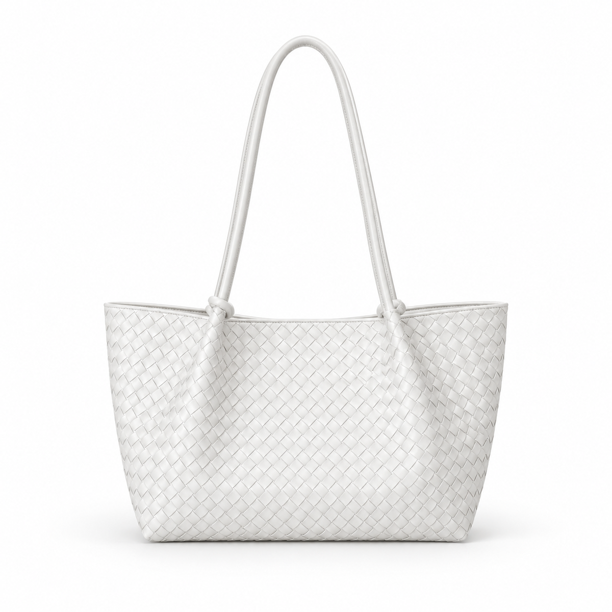 Elegant Cream Woven Shoulder Tote Bag