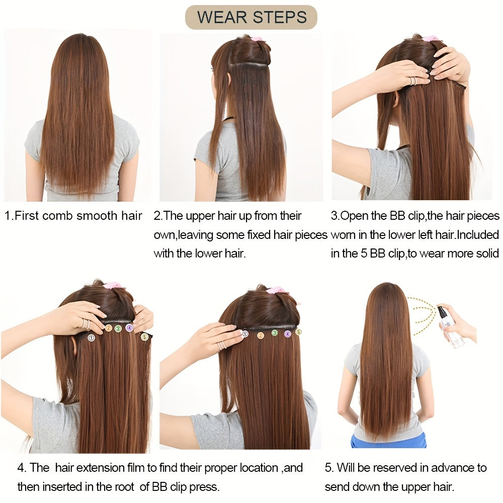 One Piece Hair Extension Synthetic 5 Clip Long Curly Hair Extensions Wig Natural Lifelike Wig