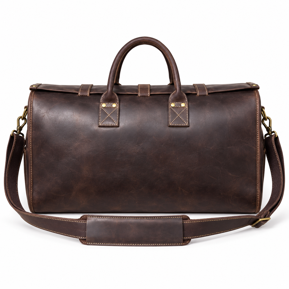 Vintage Brown Triple Buckle Overnight Bag