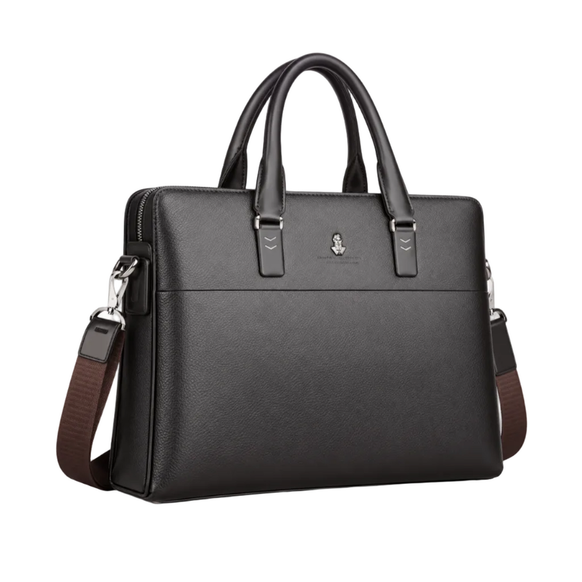 Classic Black Leather Laptop Briefcase Bag