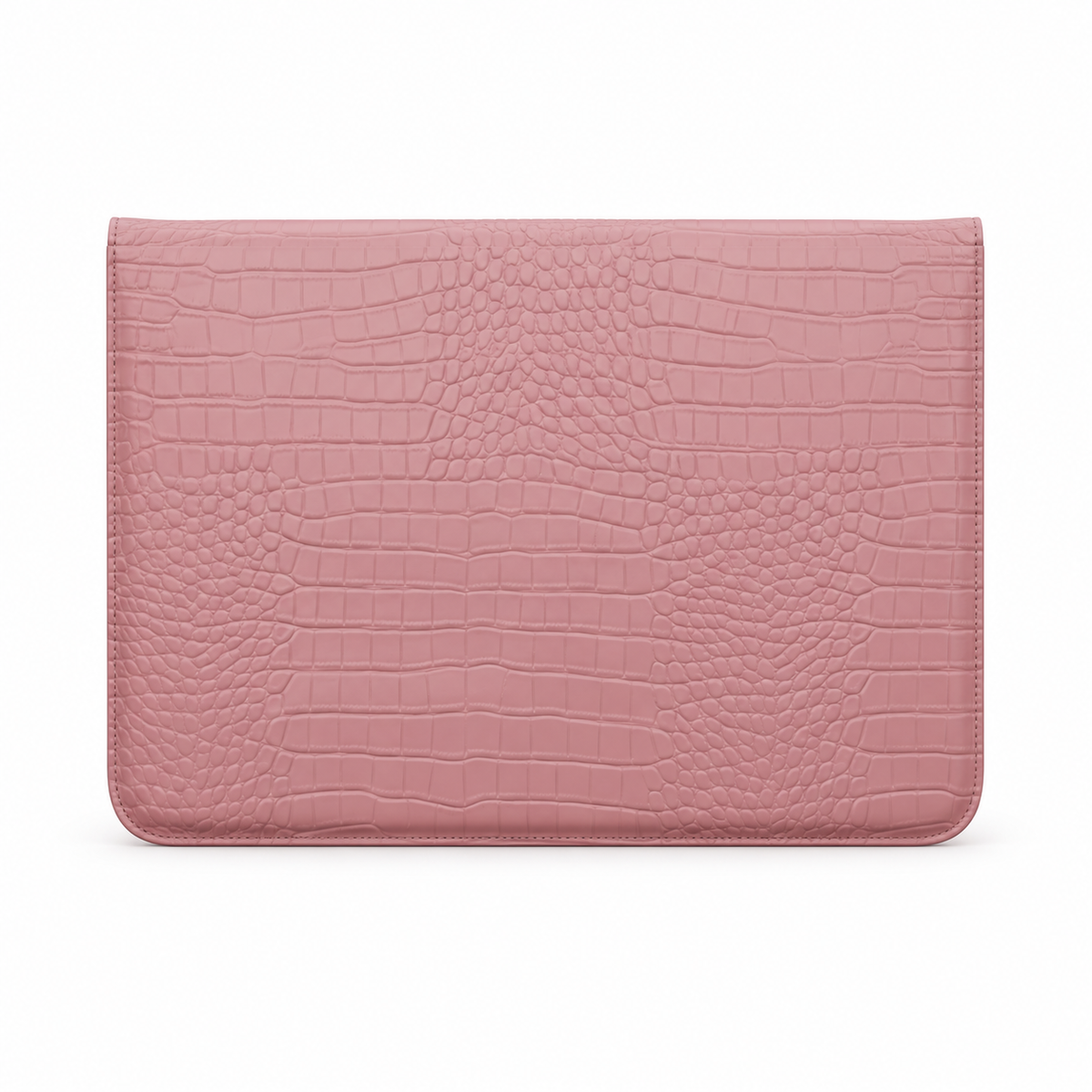 Pink Crocodile Embossed Leather Laptop Bag
