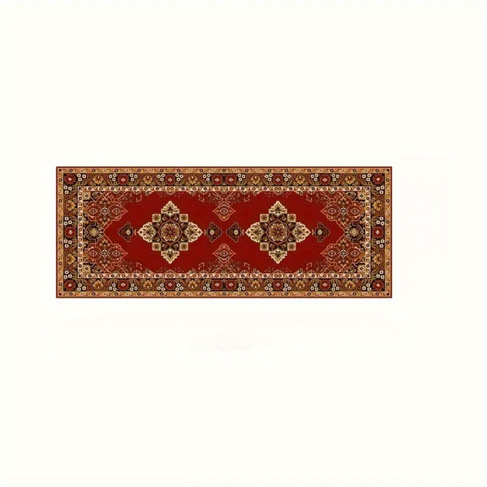 [Washable Runner Rug] Red Washable Classical Persian Runway Mat | Suitable for Home Office, Living Room, Bedroom, Holiday Decoration