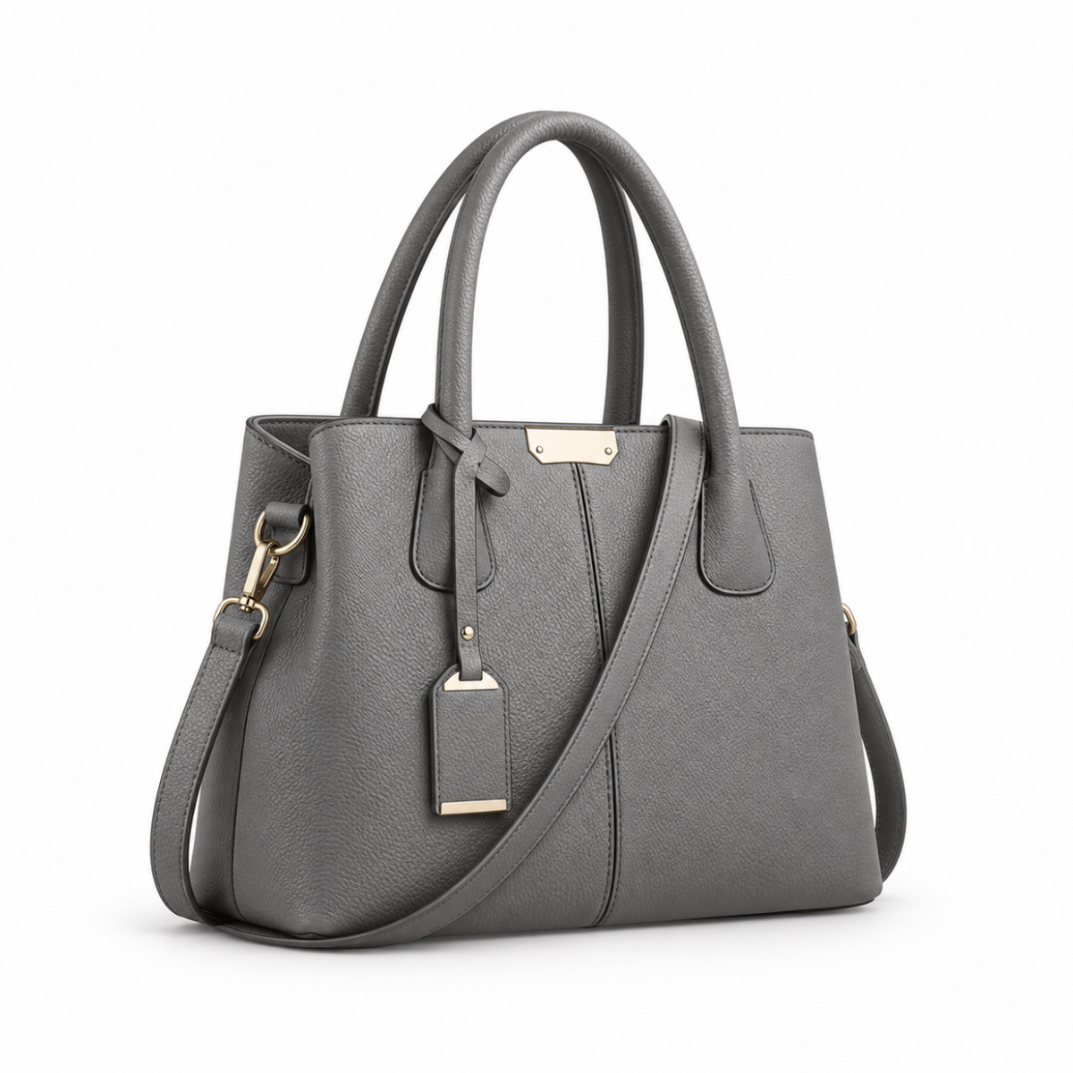 Grey Textured Tote Bag With Strap