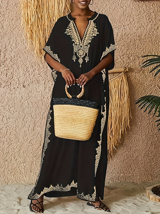 Kaftan Dresses For Women Swimsuit Coverup Plus Size Beach Caftan Cover Ups For Swimwear Embroidery