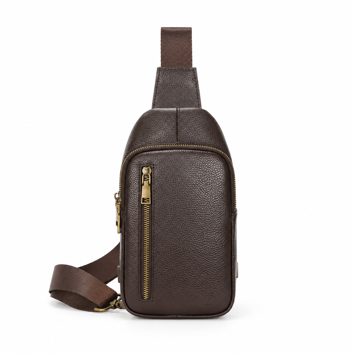 Classic Brown Textured Crossbody Sling Bag