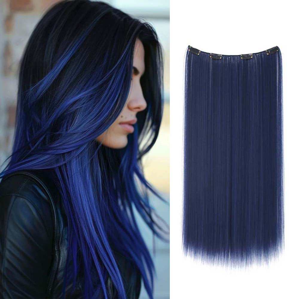 22Inch Long Straight Colorful Synthetic Hair Extensions - Invisible Clip-In, High Temperature Resistant, Easy to Wear for Women, Perfect for Parties & Holidays, Burgundy Hair Additions
