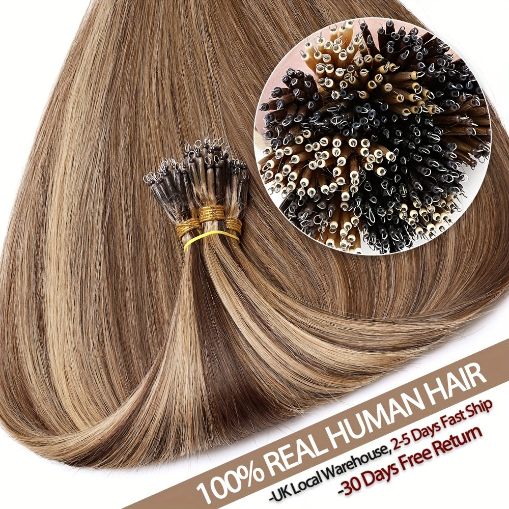 16-24 Inch Nano Ring Hair Extensions Human Hair Highlight Nano Link Hair Extensions
