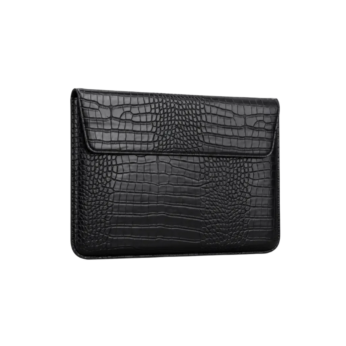 Black Crocodile Embossed Leather Laptop Bag