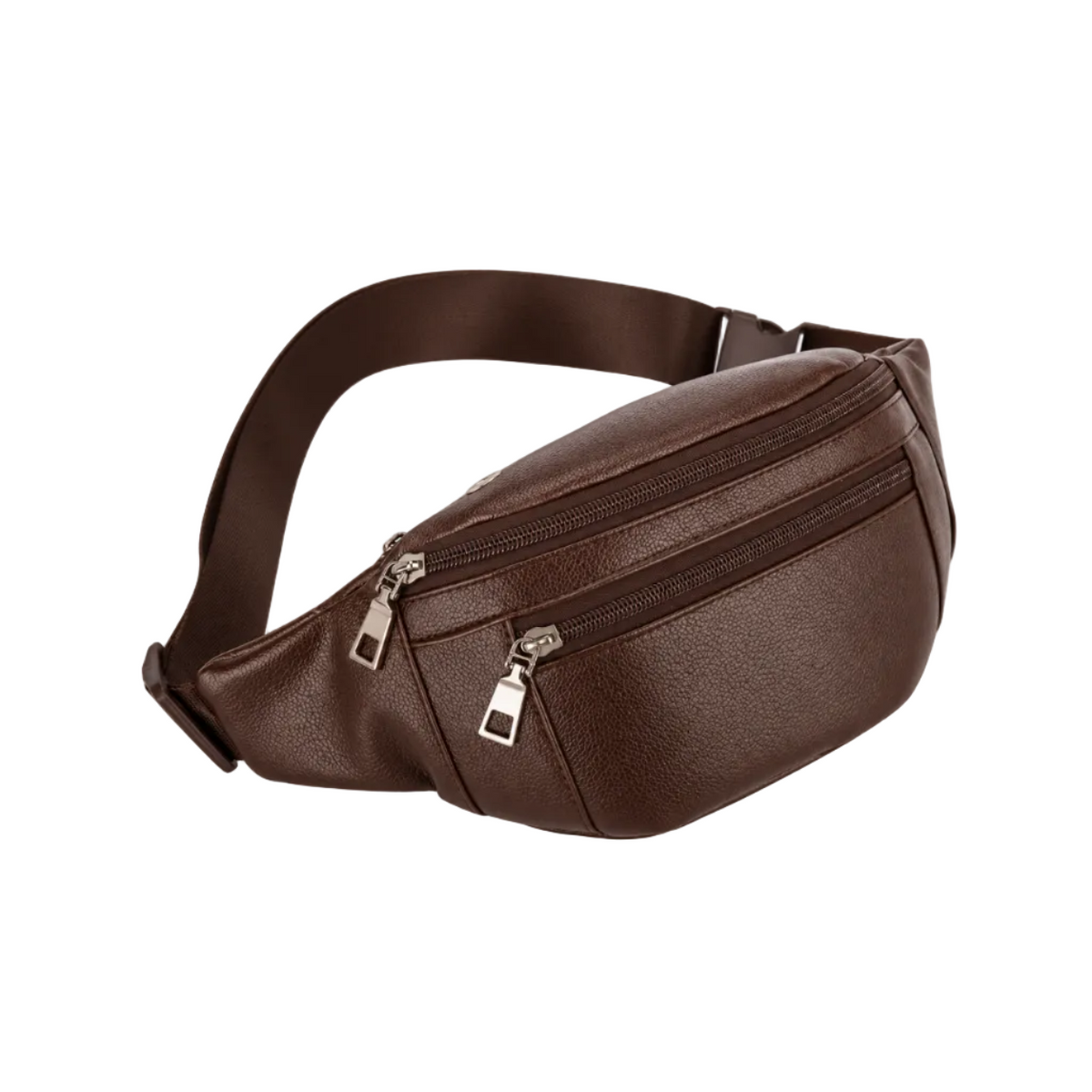 Coffee Brown Textured Adjustable Waist Bag