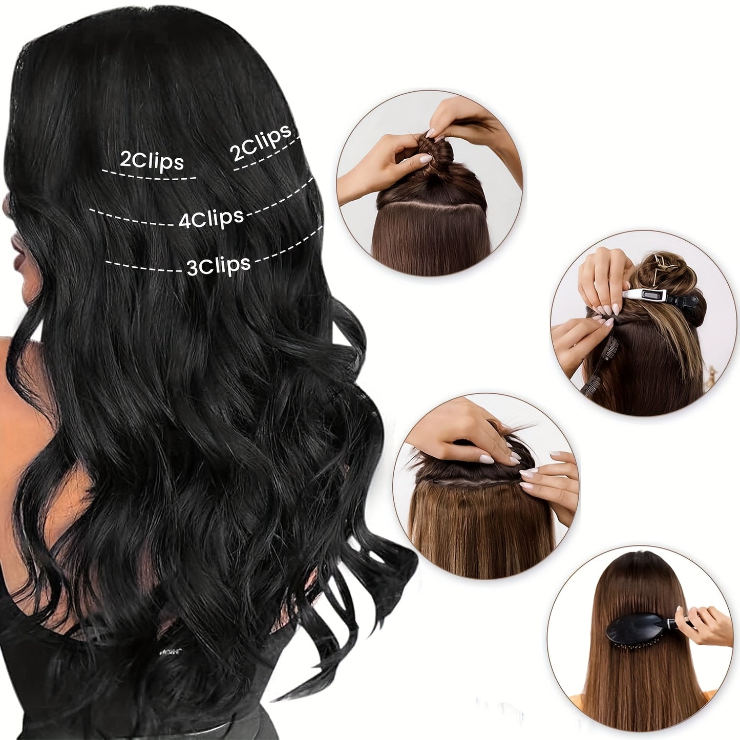 Curly Hair Extensions, 12-Inch Clip-Ins for a Short, Soft, And Look. Lace Weft Curly Wavy Clip-In Extensions That Are Discreet for Women, Featuring a Chocolate Brown Base with Honey Blonde Highlights