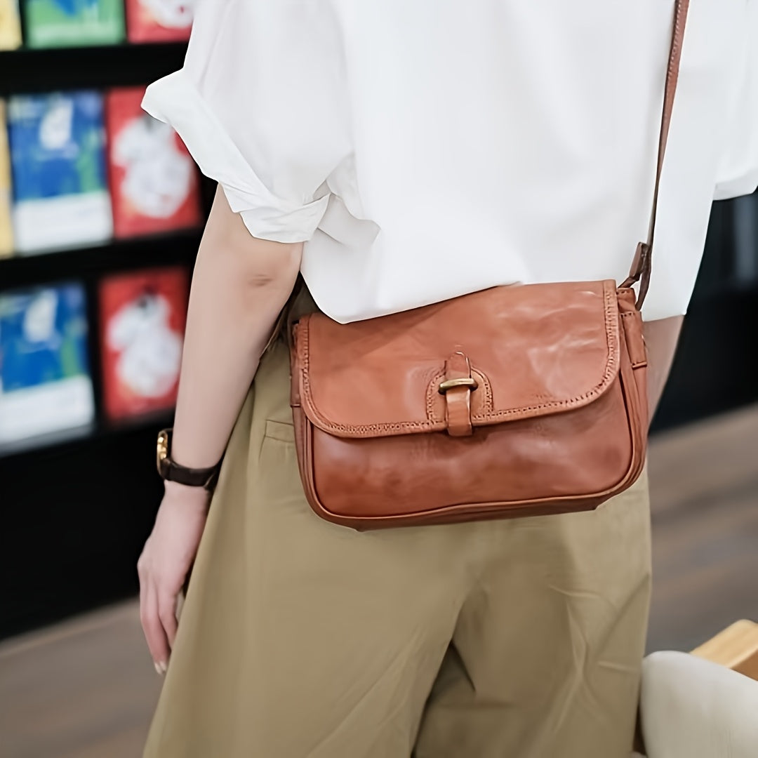 Ladies Leather Messenger Bag, Retro Crossbody Bag, Handbag, Crossbody Bag, Classic Design, Keep Your Daily Necessities Organized