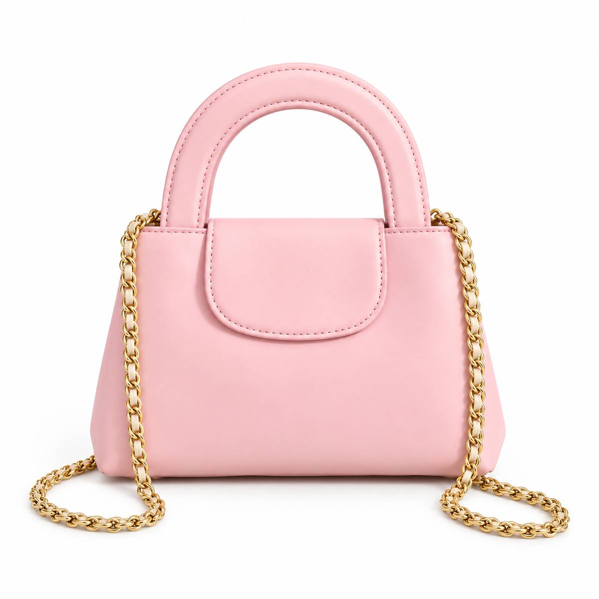 Elegant Pink Vegan Leather Chain Handbag