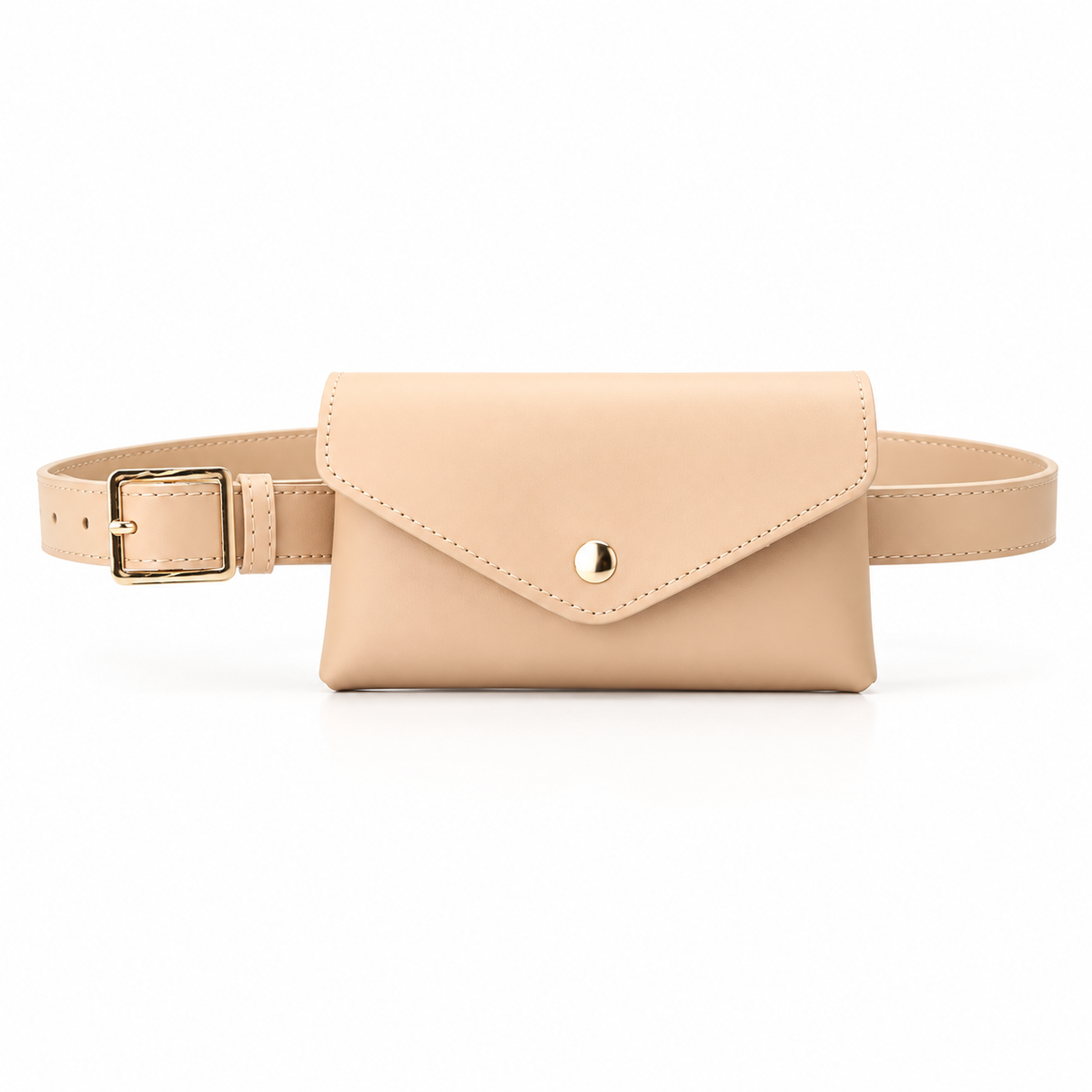 Beige Envelope Waist Bag With Belt
