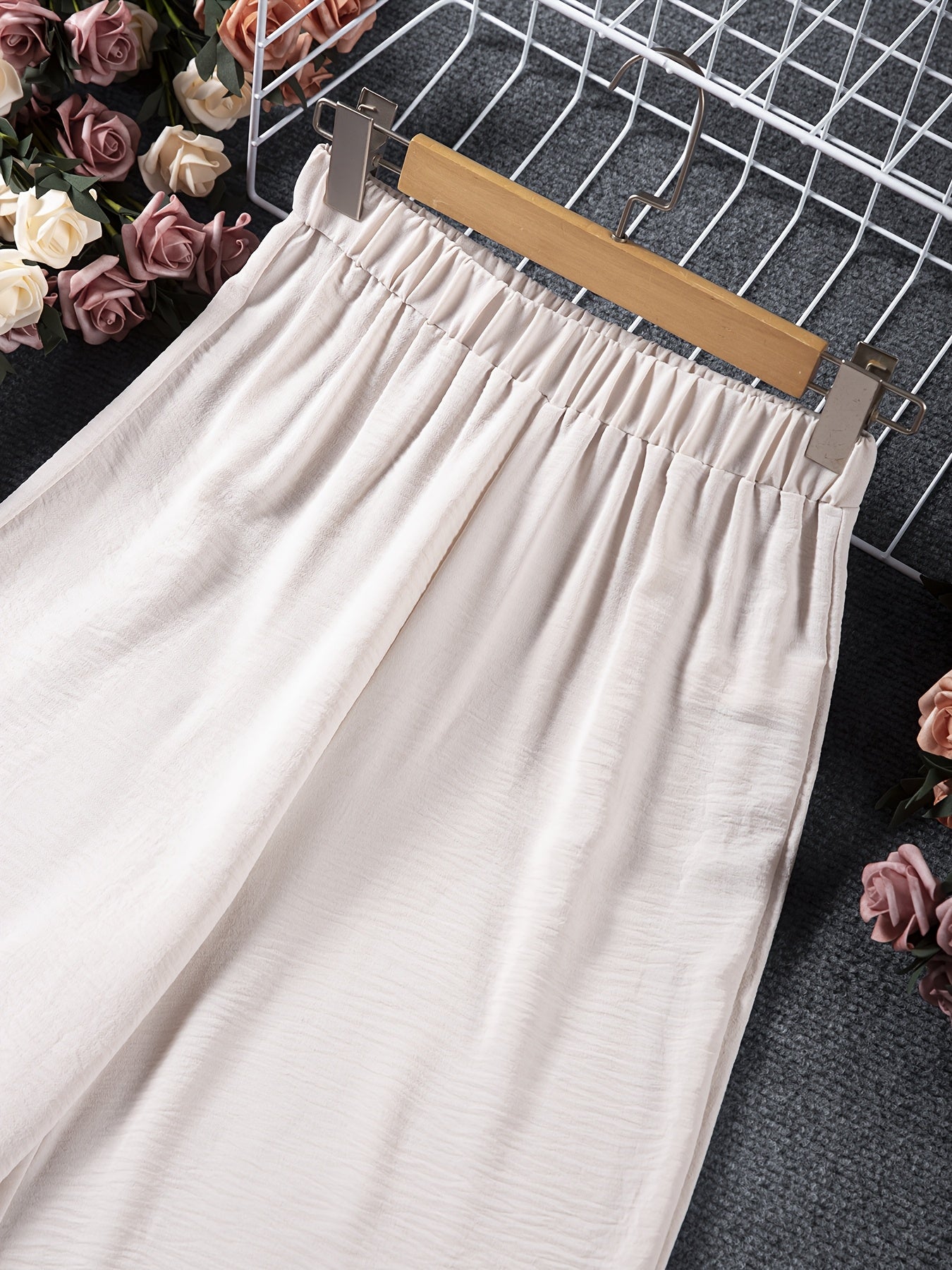 Ramadan Elegant Solid Color Muslim Two-Piece Set,Jilbaab Abaya Top and Straight-Leg Pants, Casual Women's Outfit (Headscarf Not Included)