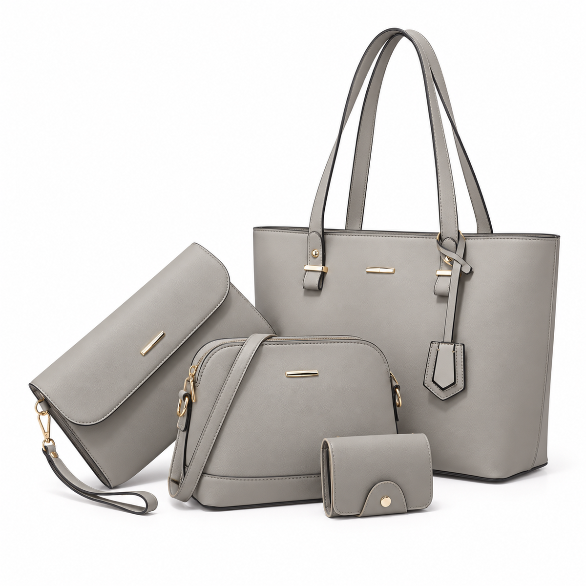Elegant Grey Four Piece Handbag Set