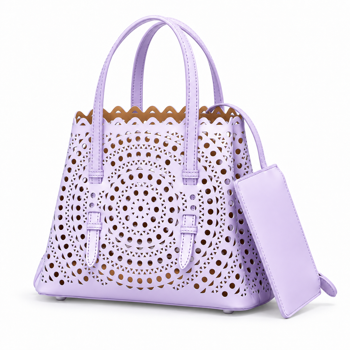 Elegant Lavender Laser Cut Tote Handbag