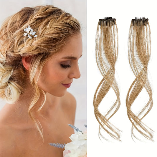 2pcs Elegant Light Blonde Clip-In Air Bangs for Women