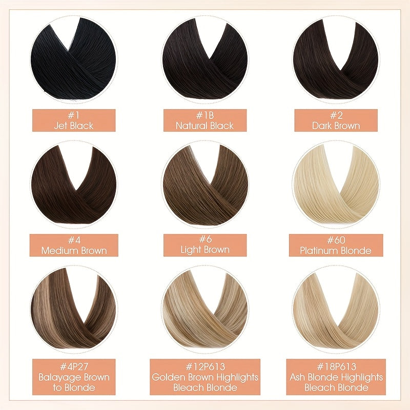 20-Inch Single Piece Clip-In Hair Extensions Made from Human Hair, Featuring an Upgraded V-Shape Design with Five Clips, Ideal for Women Seeking Long Hairpieces