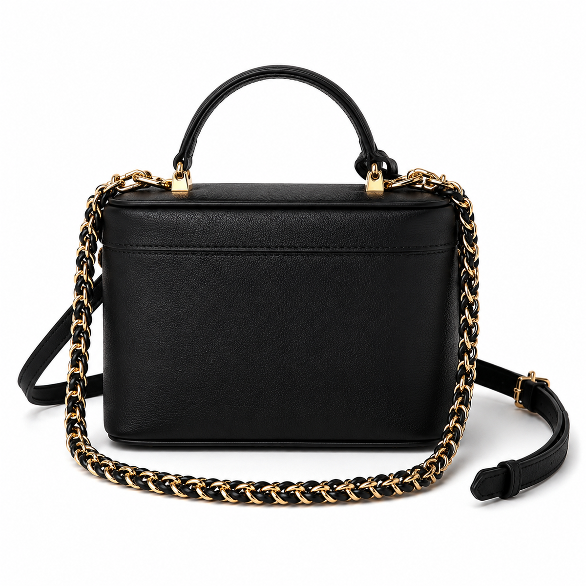 Luxury Black Gold Chain Structured Handbag