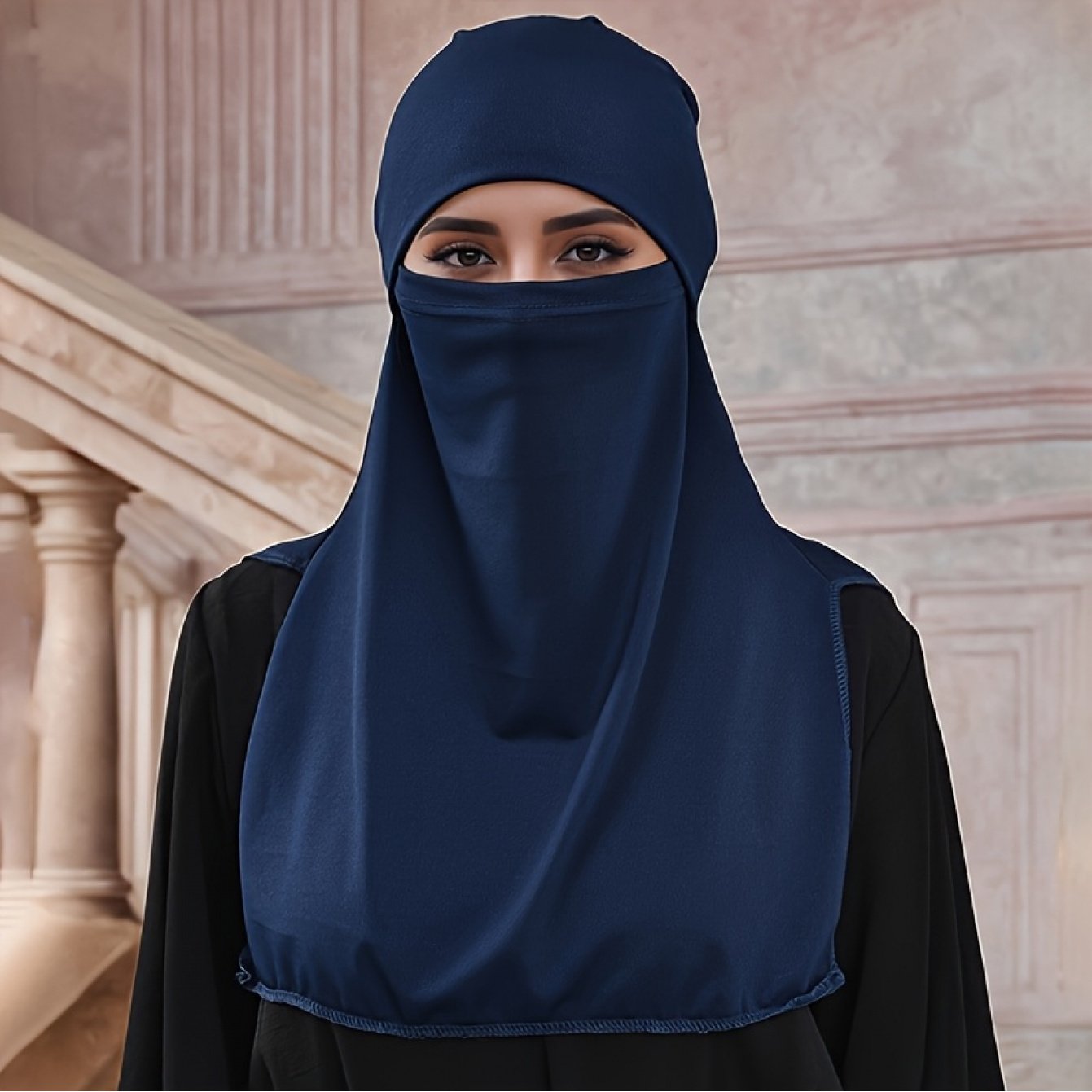 Elegant Muslim Women's Large Khimar Abaya - Asymmetrical Design, Solid Color, Versatile Base for Hats, Machine Washable All-Season Traditional Hijab, Hijab Scarf, Outdoor Light Beige Protection