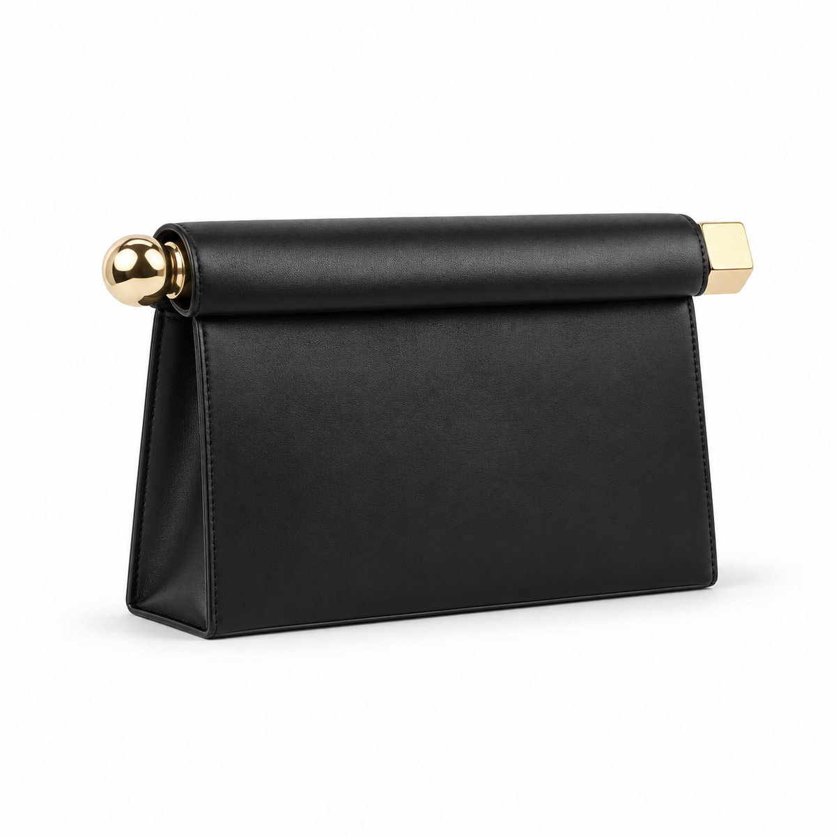 Elegant Black Leather Evening Clutch Bag