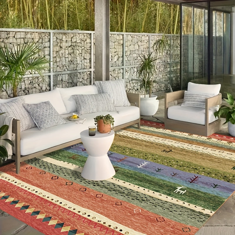 1pc Extra Large RV Camping Outdoor Patio Mat - Non-Slip Machine Washable 100% Polyester Portable Floor Mat for Living Room Medium Rug, Bedroom, Bathroom, Kitchen, Balcony, Beach, Lawn, Picnic & RV Decor, Outdoor Rugs, Vibrant Design