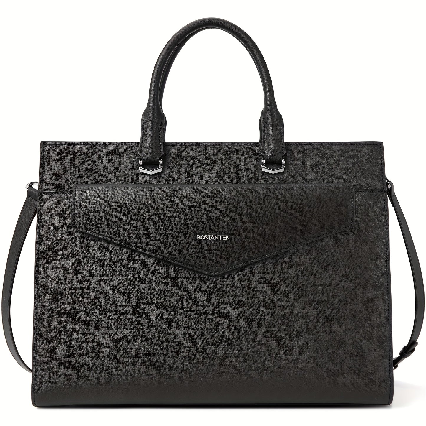 Women's Professional Leather Briefcase Tote Bag for 15.6 Inch Laptop - Work Handbag with Adjustable Shoulder Strap, Button Closure & Contrast Stitching