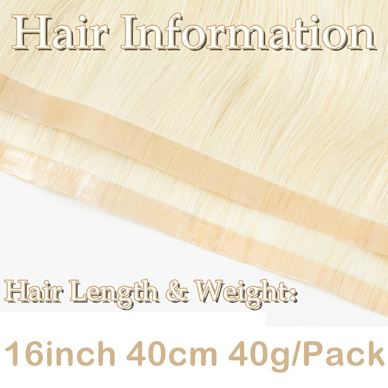 Invisible Long Tape PU Skin Weft Human Hair Bundles No Glue Real Natural Hair Seamless 16inch Weft Hairpieces for Salon Supply