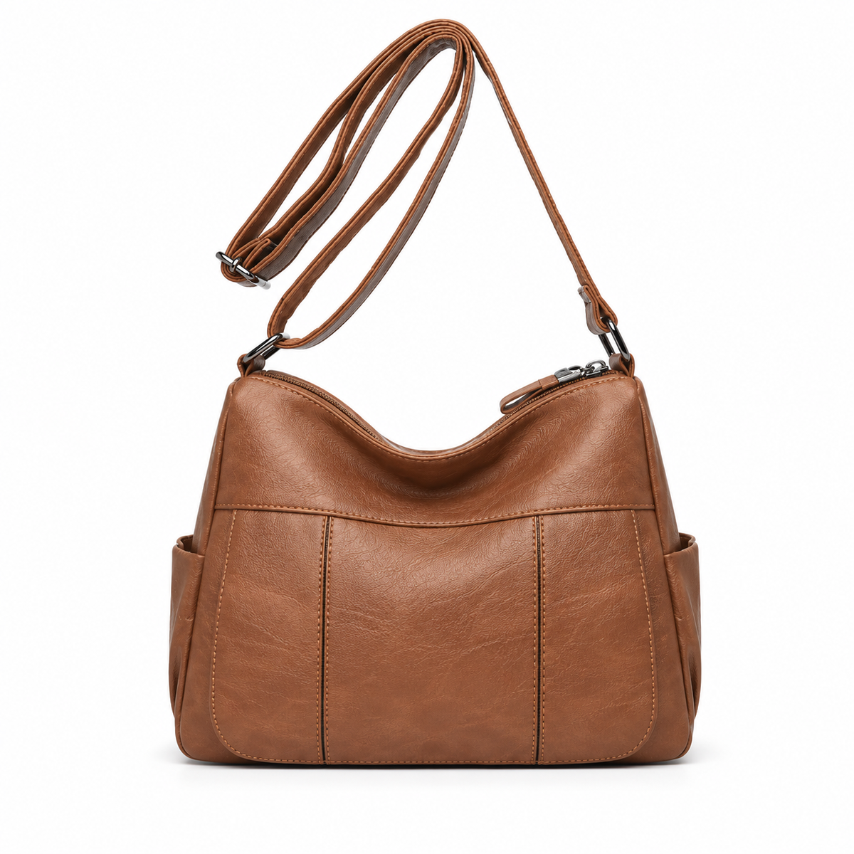 Brown Multi Pocket Adjustable Crossbody Bag