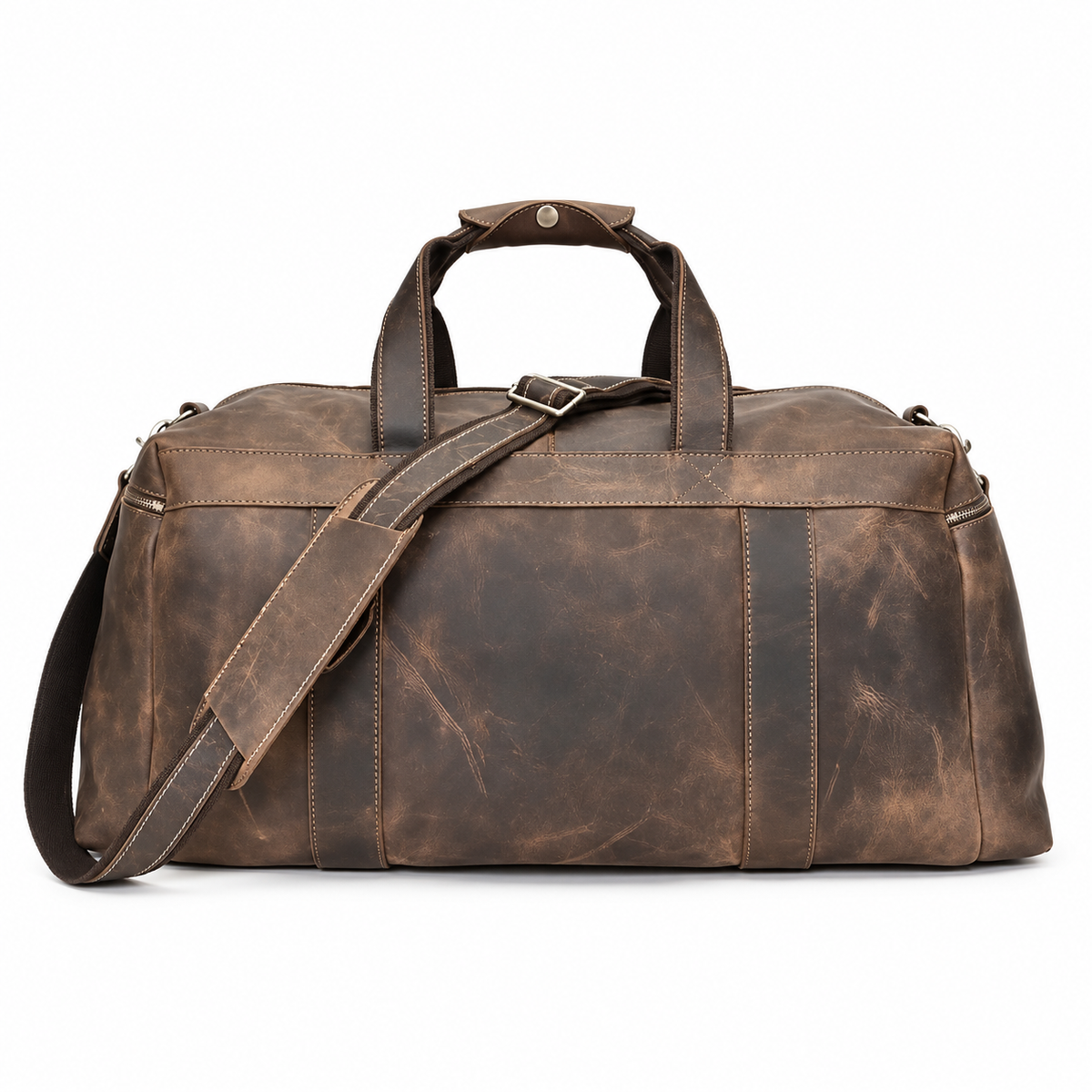 Vintage Coffee Brown Overnight Duffel Bag