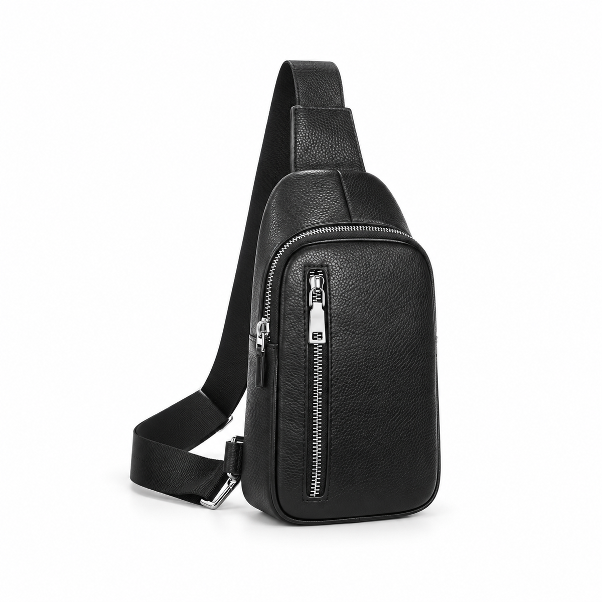 Classic Black Textured Crossbody Sling Bag