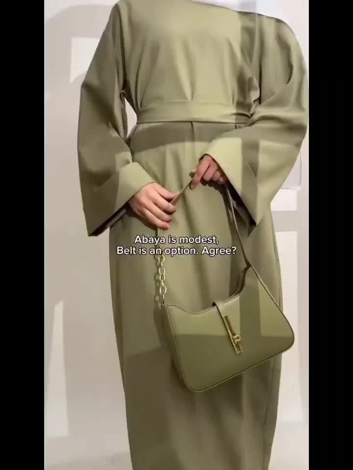 Plain Abaya with Pockets 2pcs Set Elegant Middle East Arab Islamic Muslim Style Shawl Robe Smock Ramadan Prayer Dress Long Skirt Jilbaab Abaya Women's Women Solid Color