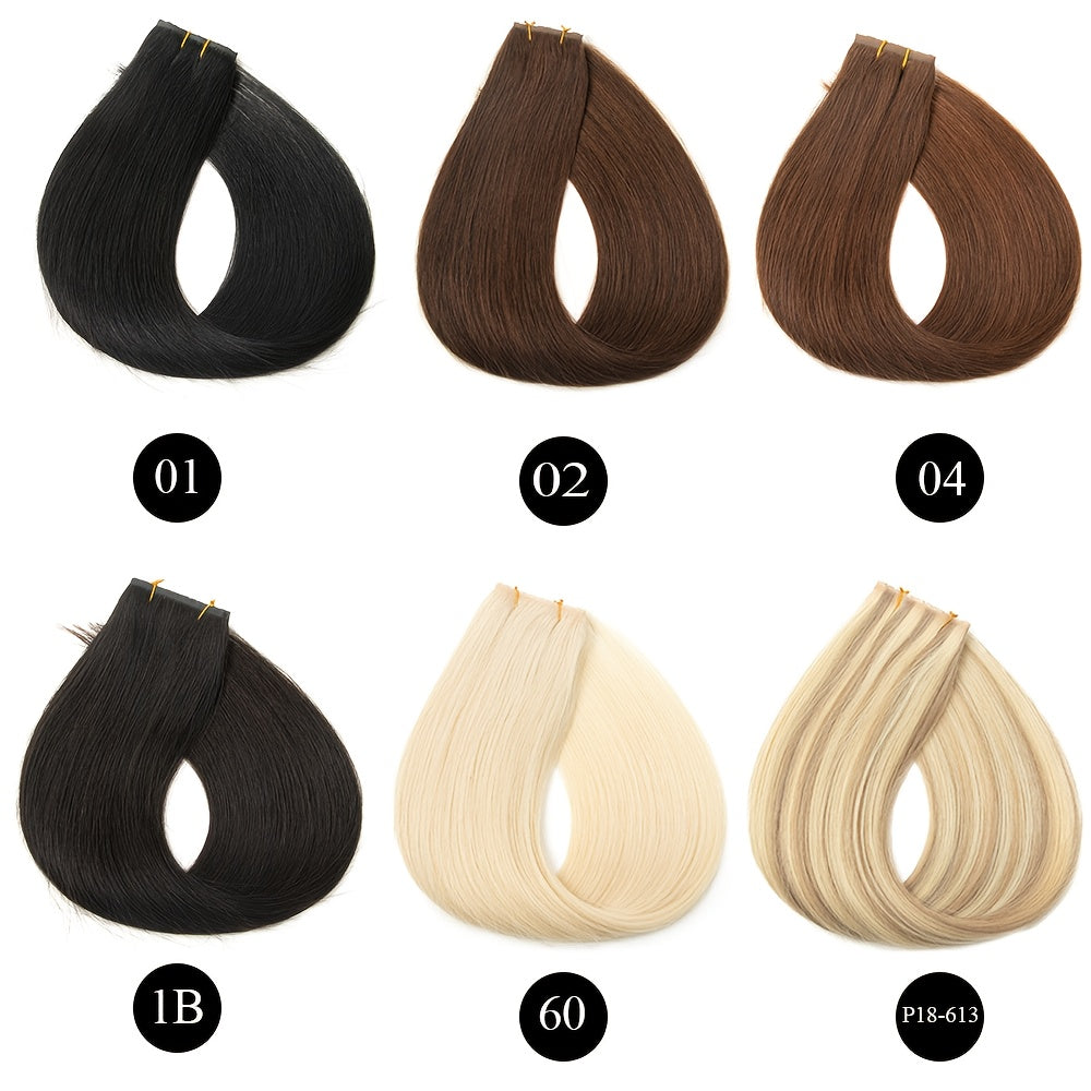 1pc Invisible Hole Human Hair Weft Extensions - Straight Blonde Double Side Weft for Women, 12" - 40g, 16" - 40g, 20" - 50g, 24" - 50g, Natural Hair, Hair Filling|Straight Hair Extensions|Invisible Hole Weft, Hair Wefts