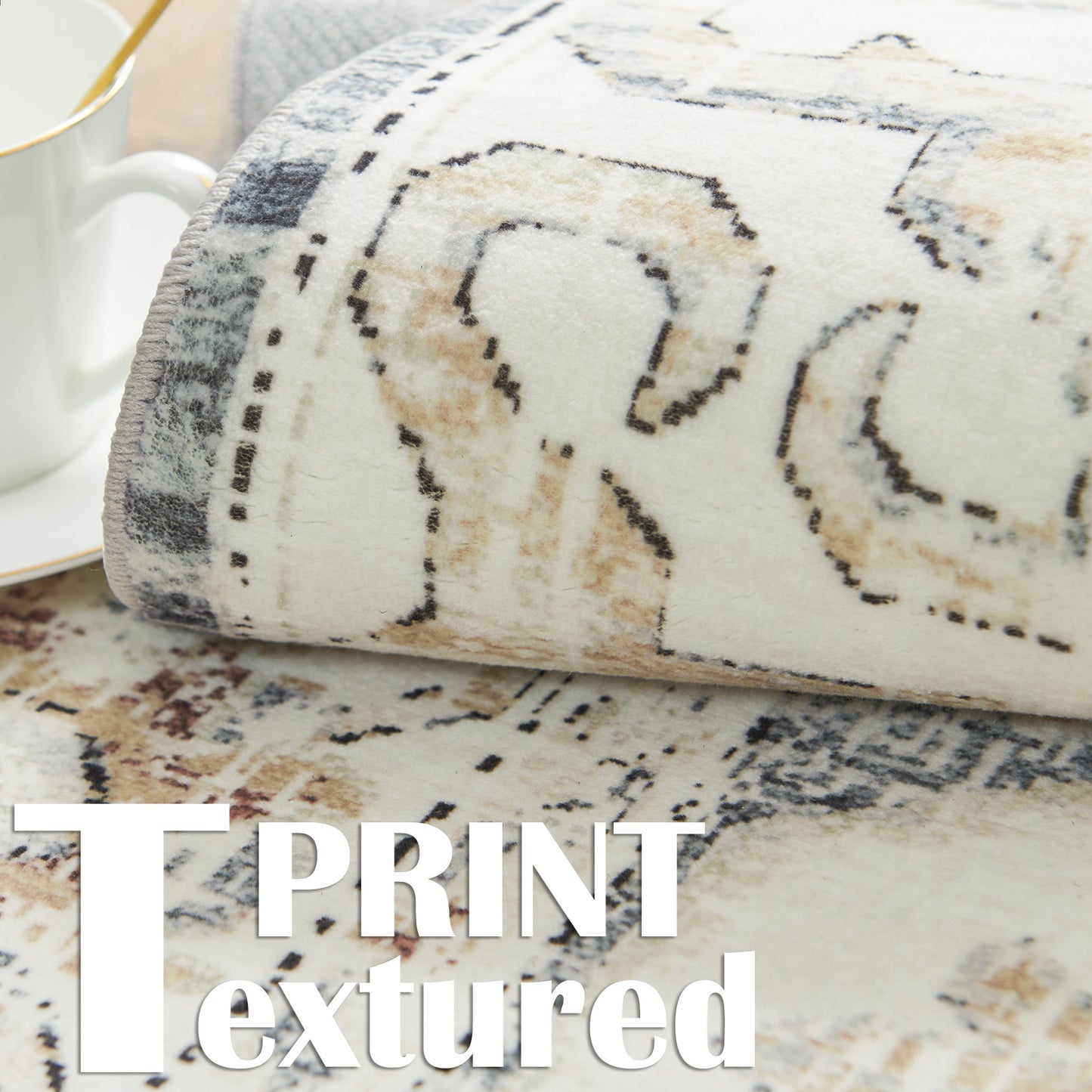 Area Rug, Vintage Carpet, Non Slip, Washable, Lightweight, Faux Wool, For Living Room, Bedroom, Kitchen, Office, Dining Room, Home Decor