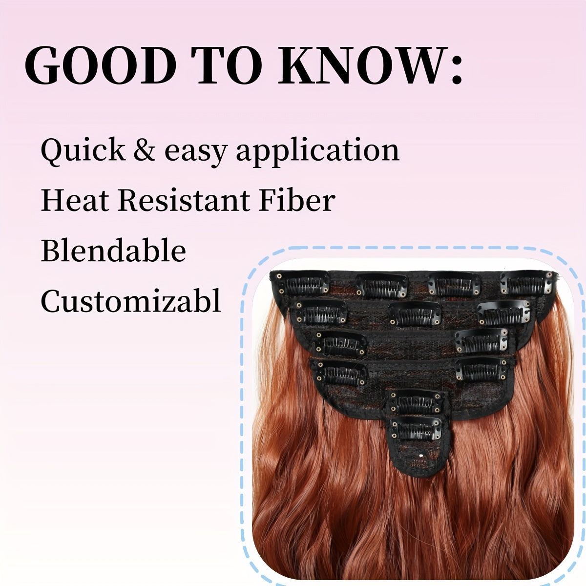 A Set of 6pcs of 20-Inch Hair Clips for Women, Featuring Long Wavy Synthetic Hair Made from High-Quality Heat-Resistant Fibers. The Matte End Withstands High Temperatures, And The Multiple Pieces Create a Fuller Look