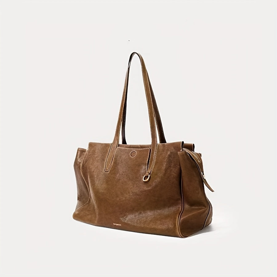 Luxury Genuine Leather Tote Bag - Spacious With Zipper Bag, Perfect for Women's Travel & Business