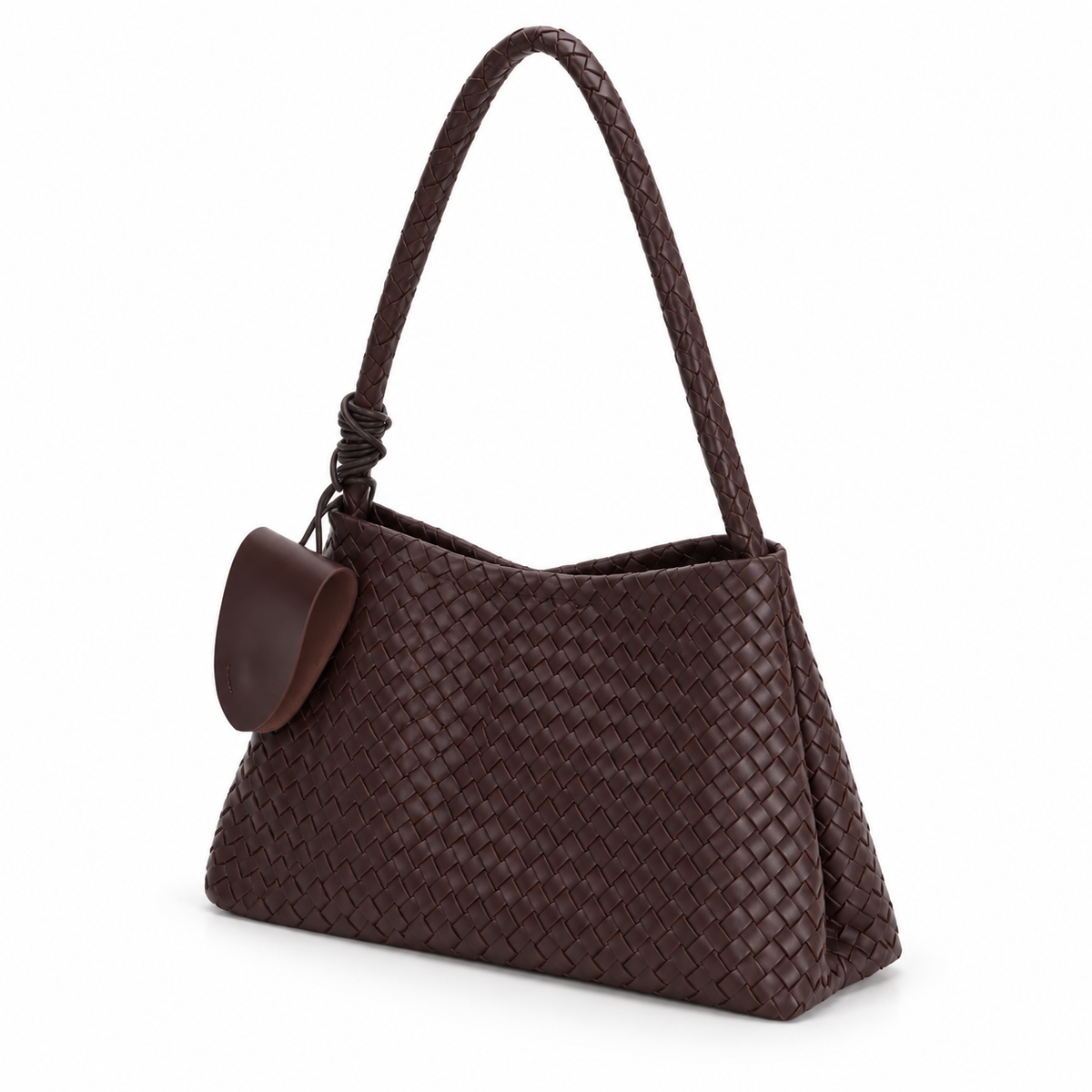 Chocolate Brown Woven Shoulder Bag Set