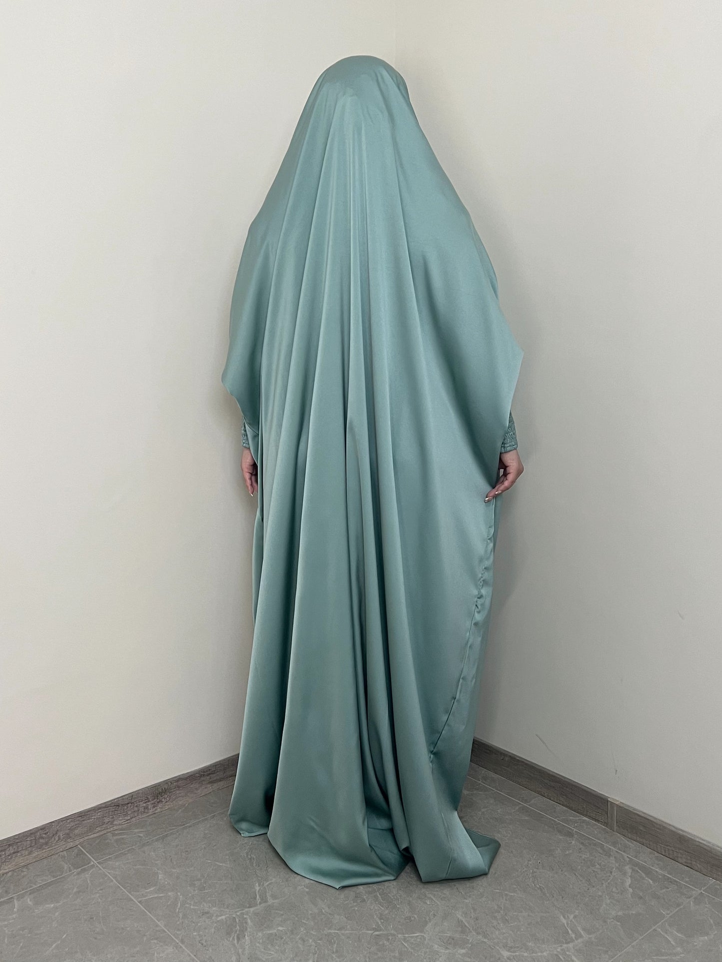 [Satin Modesty Dress] Free Size Satin One Piece Modesty Abaya Burkha - Jilbab Niqab Attached