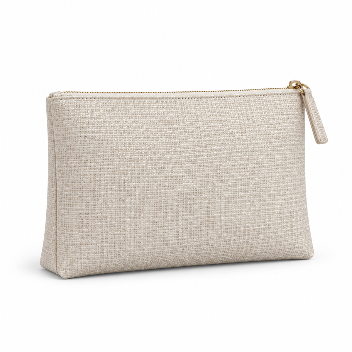 Ivory Woven Texture Zip Clutch Bag