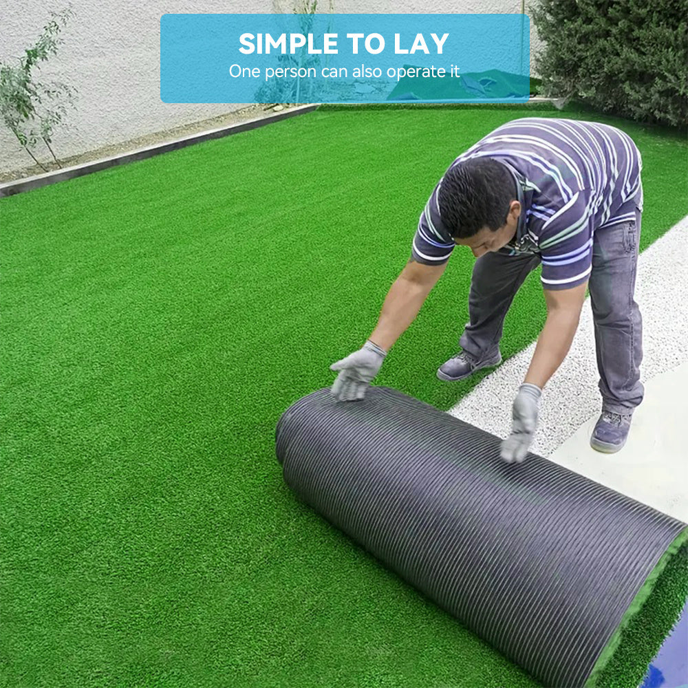 High-Realistic Artificial Grass Turf with Rubber Backing – Soft Fake Grass, No Watering/Mowing/Fertilizing, Saves Time & Water, Year-Round Green, Ideal for Indoor/Outdoor, Yard, Balcony, Thanksgiving decorations, Christmas